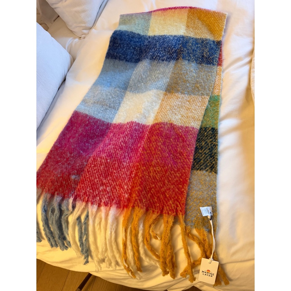 Marine Layer Blanket Scarf Multi-Plaid Colorful - Picture 5 of 7